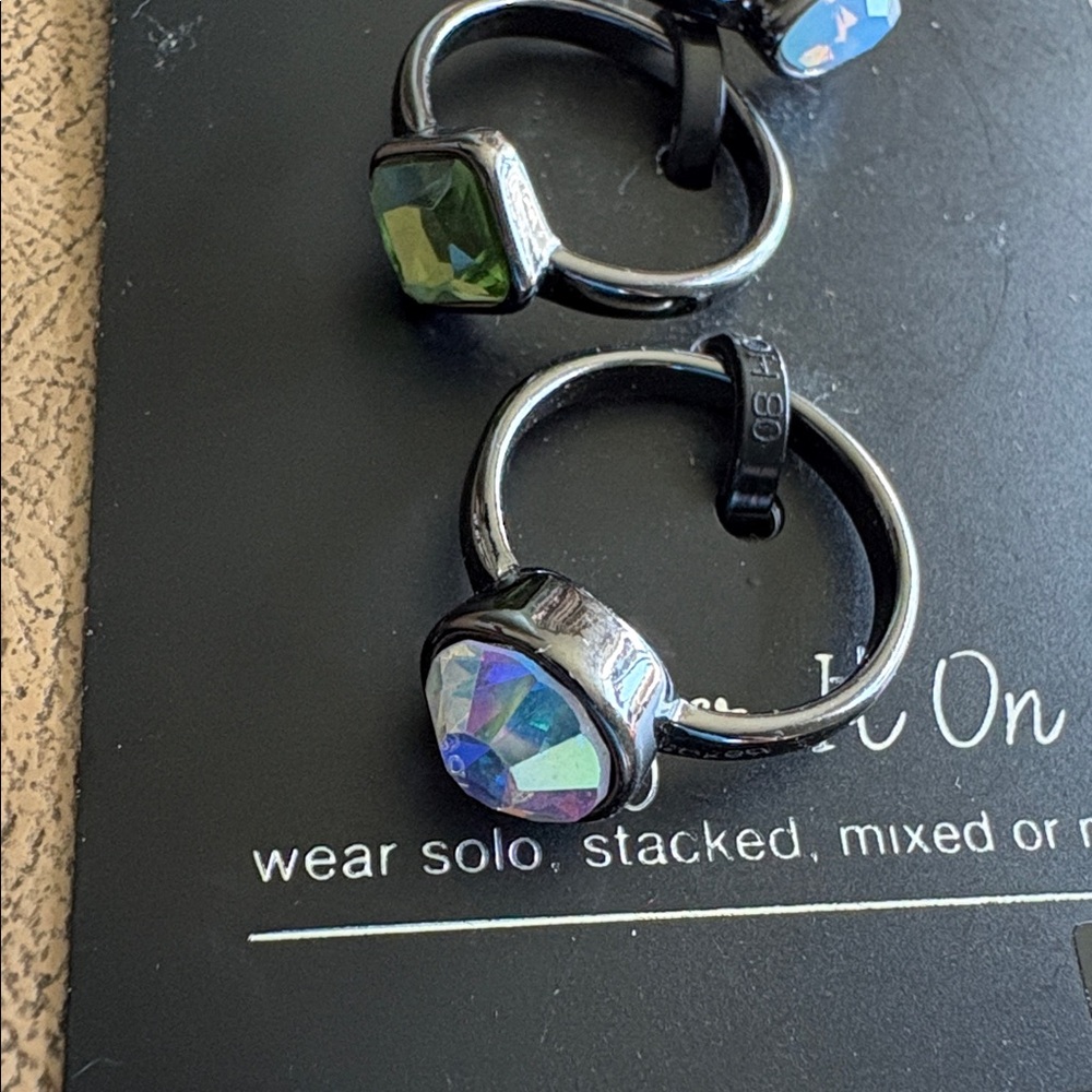INC Multicolor Crystal Stackable Rings (Set) - Picture 2 of 3